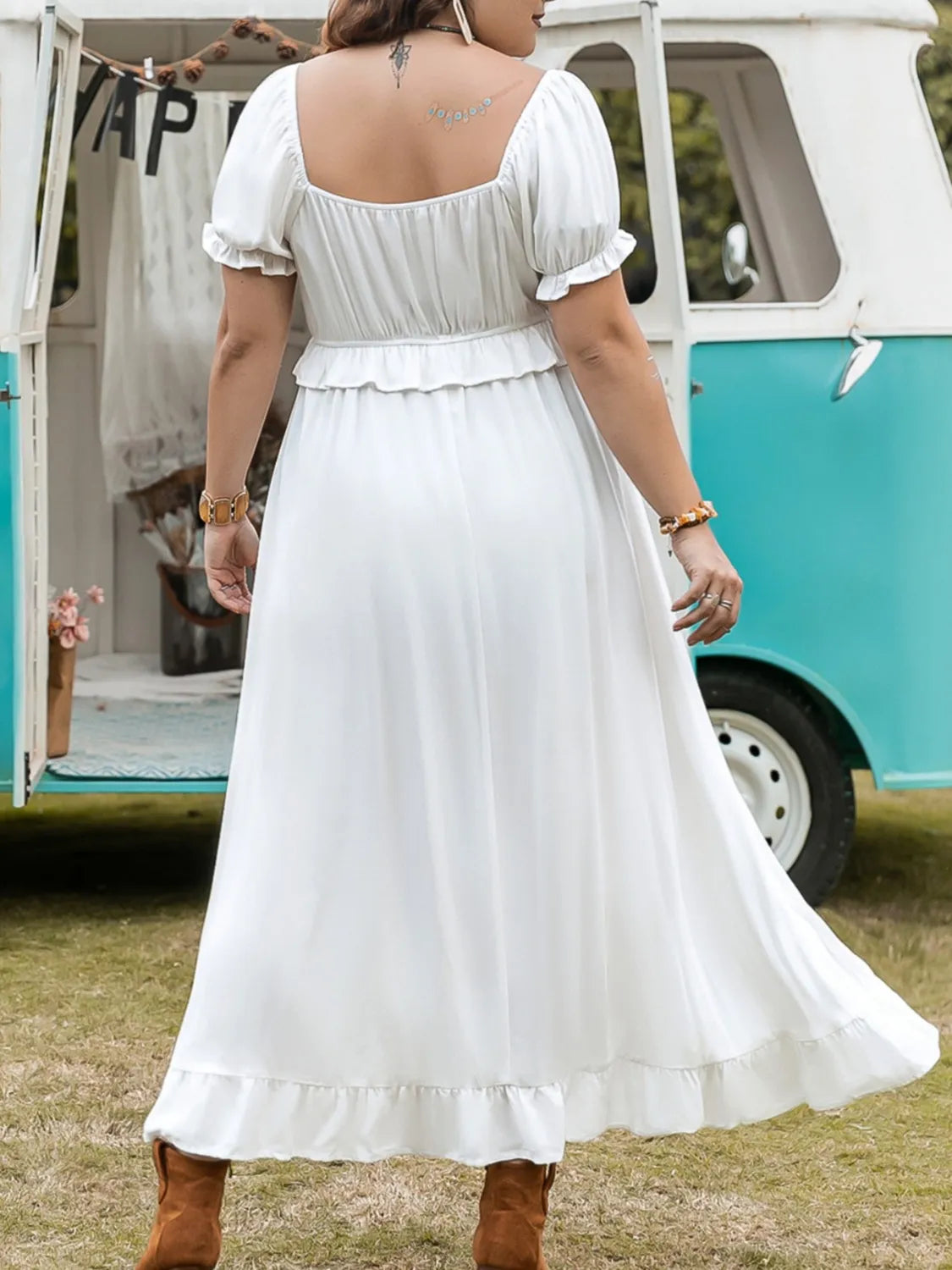 Plus Size Ruffled Hem Off-Shoulder Dress - LoveNest Treasures