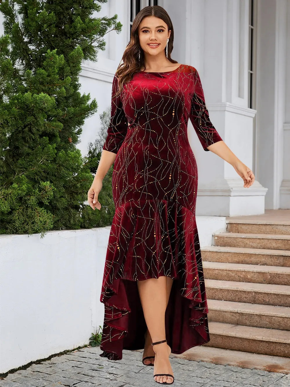 Plus Size Ruffle Hem High-Low Dress - LoveNest Treasures