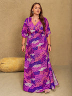Plus Size Slit Printed Half Sleeve Maxi Dress - LoveNest Treasures