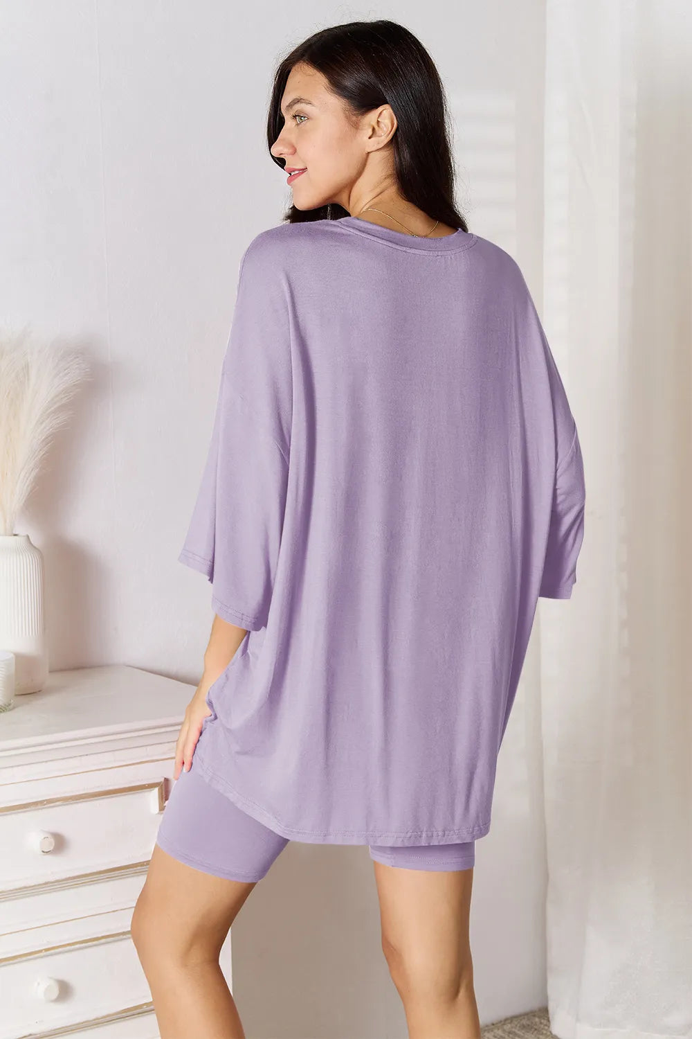Basic Bae Full Size Soft Rayon Three-Quarter Sleeve Top and Shorts Set - LoveNest Treasures