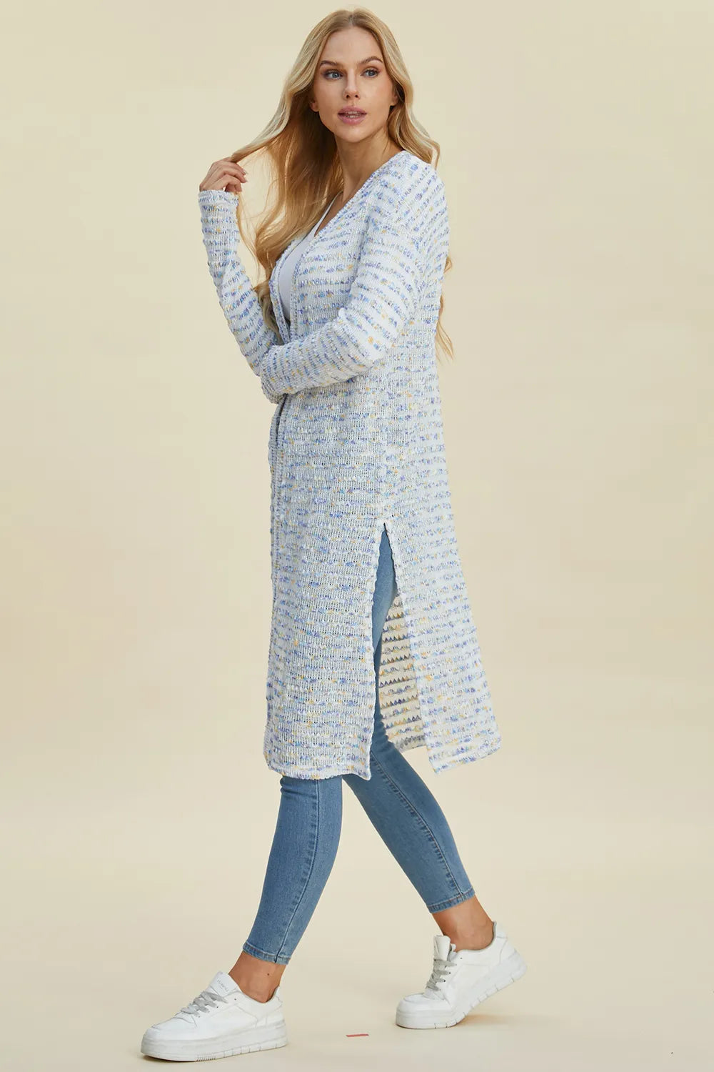 Double Take Full Size Open Front Longline Cardigan - LoveNest Treasures