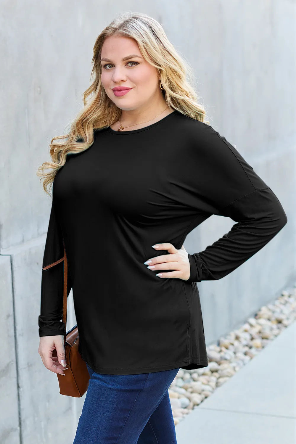 Basic Bae Full Size Round Neck Dropped Shoulder T-Shirt - LoveNest Treasures