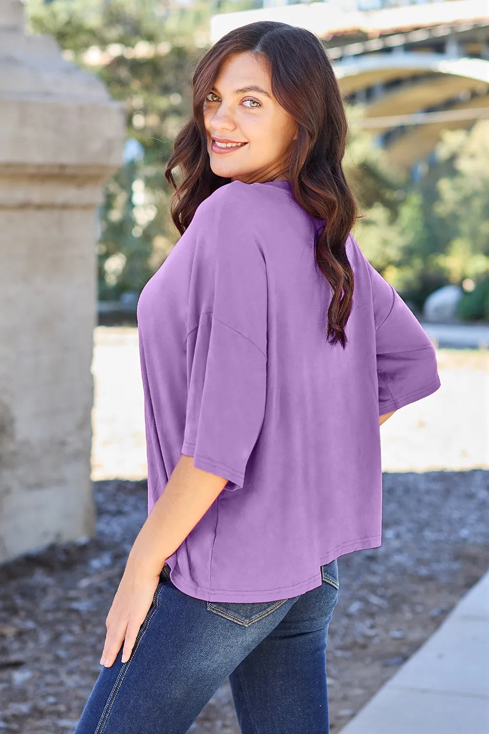 Basic Bae Bamboo Full Size Round Neck Drop Shoulder T-Shirt - LoveNest Treasures