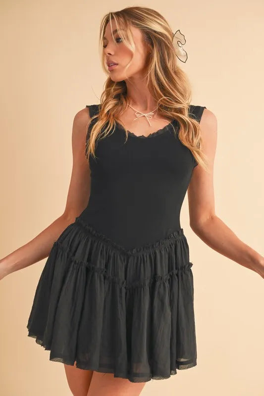 Aemi+Co Frill Sleeveless Drop Waist Mini Dress - LoveNest Treasures