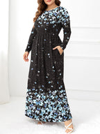 Plus Size Round Neck Maxi Dress with Pockets - LoveNest Treasures