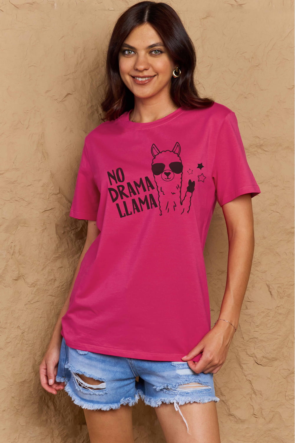 Simply Love Full Size NO DRAMA LLAMA Graphic Cotton Tee - LoveNest Treasures