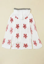 Drawstring Flower Hooded Knit Top - LoveNest Treasures
