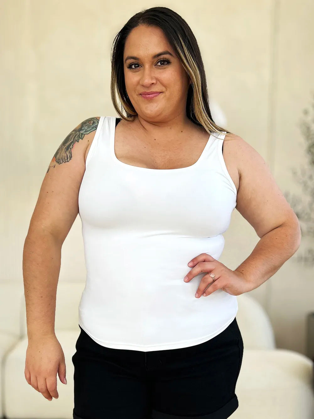 Basic Bae Full Size Square Neck Wide Strap Tank - LoveNest Treasures