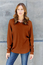 Double Take Full Size Round Neck Long Sleeve T-Shirt - LoveNest Treasures