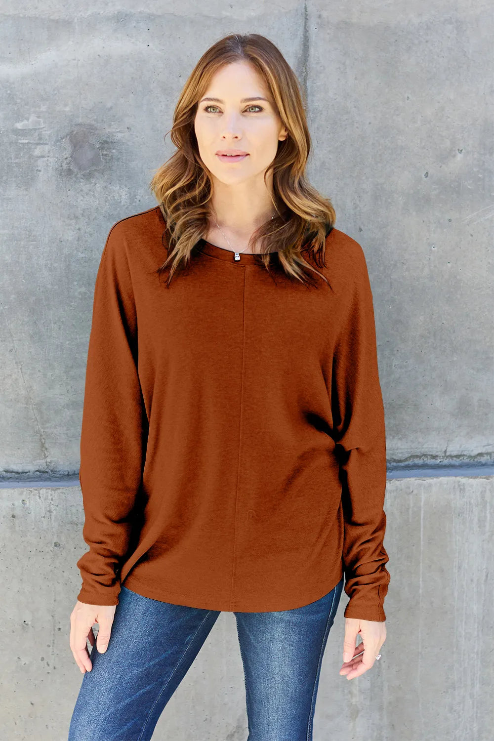 Double Take Full Size Round Neck Long Sleeve T-Shirt - LoveNest Treasures