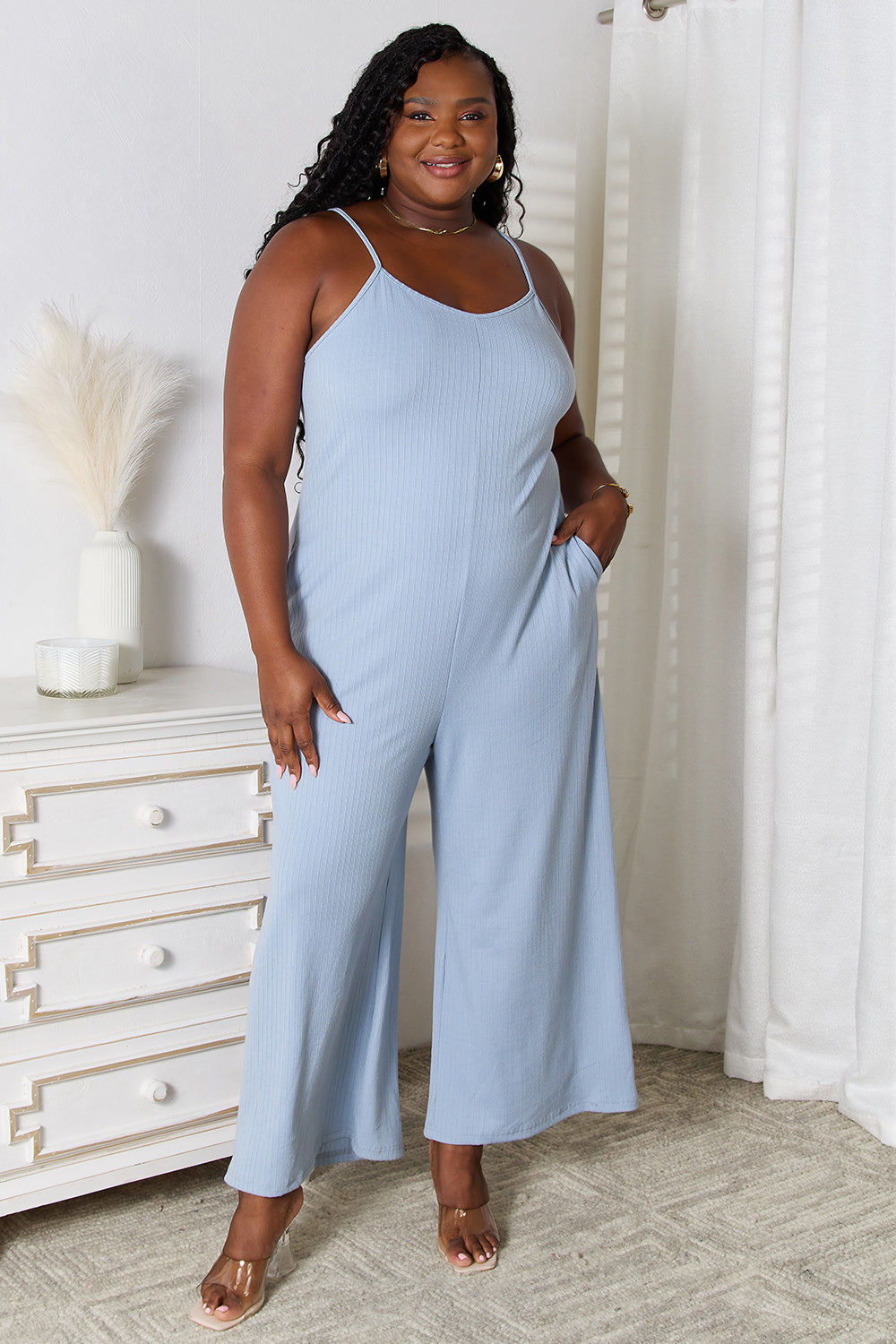 Basic Bae Full Size Spaghetti Strap V-Neck Jumpsuit - LoveNest Treasures