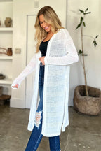 Double Take Full Size Open Front Longline Cardigan - LoveNest Treasures