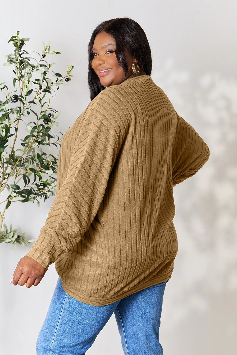 Basic Bae Full Size Ribbed Cocoon Cardigan - LoveNest Treasures