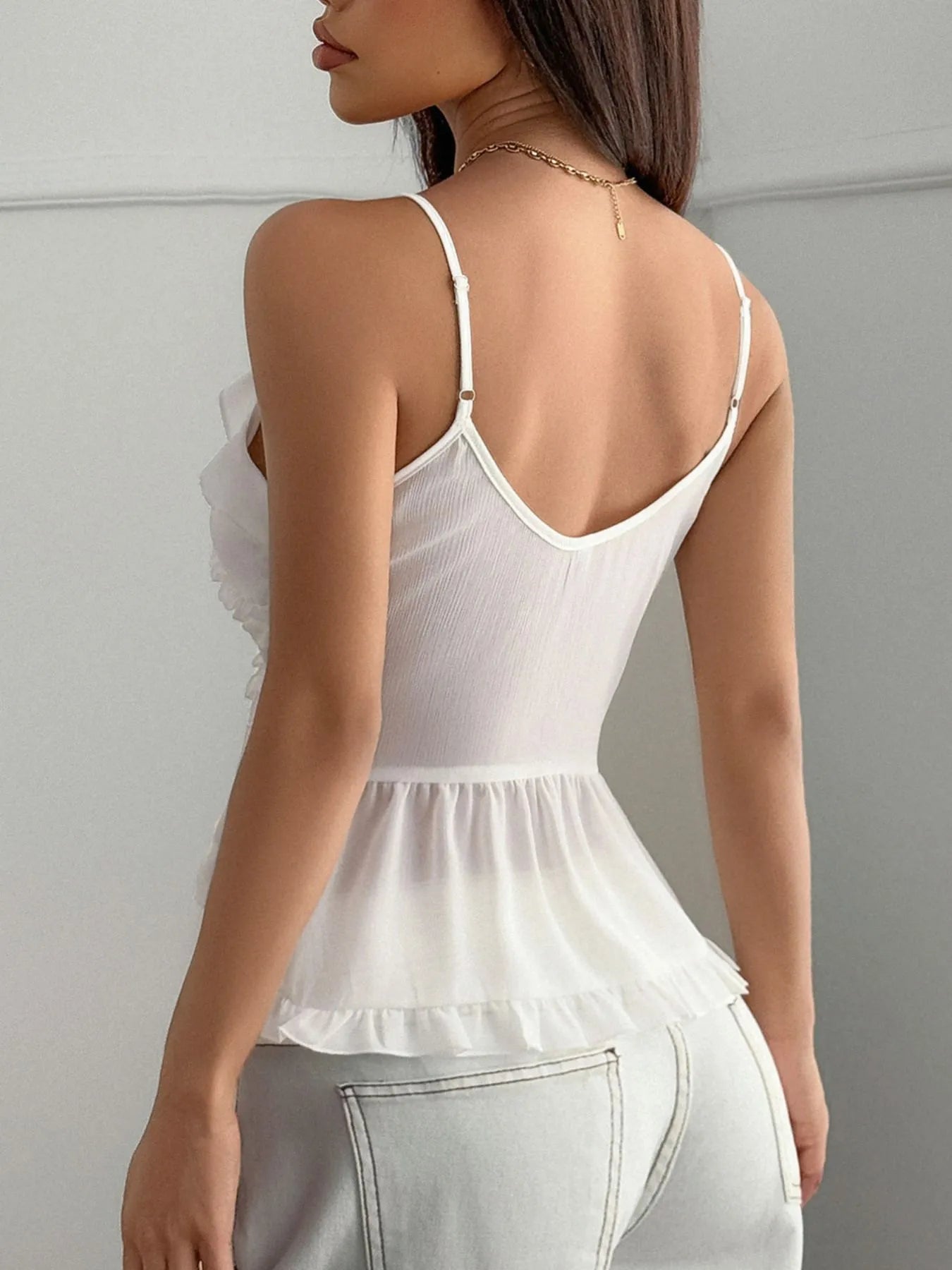 Ruffled V-Neck Cami Top - LoveNest Treasures
