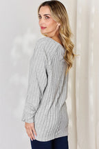 Basic Bae Full Size Ribbed Round Neck Slit T-Shirt - LoveNest Treasures