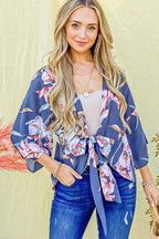 And The Why Front Tie Knot Floral Print Top - LoveNest Treasures