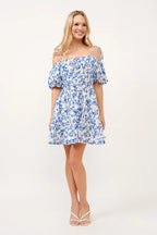 And The Why Off Shoulder Bubble Sleeve Dress - LoveNest Treasures