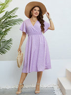 Honey Plus Size Printed Smocked Waist Surplice Dress - LoveNest Treasures