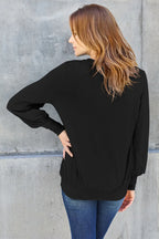 Basic Bae Full Size V-Neck Lantern Sleeve Top - LoveNest Treasures