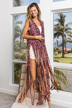 BiBi Fringe Detail Leopard Vest with Star Stud - LoveNest Treasures