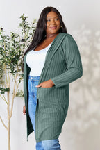 Basic Bae Full Size Hooded Sweater Cardigan - LoveNest Treasures