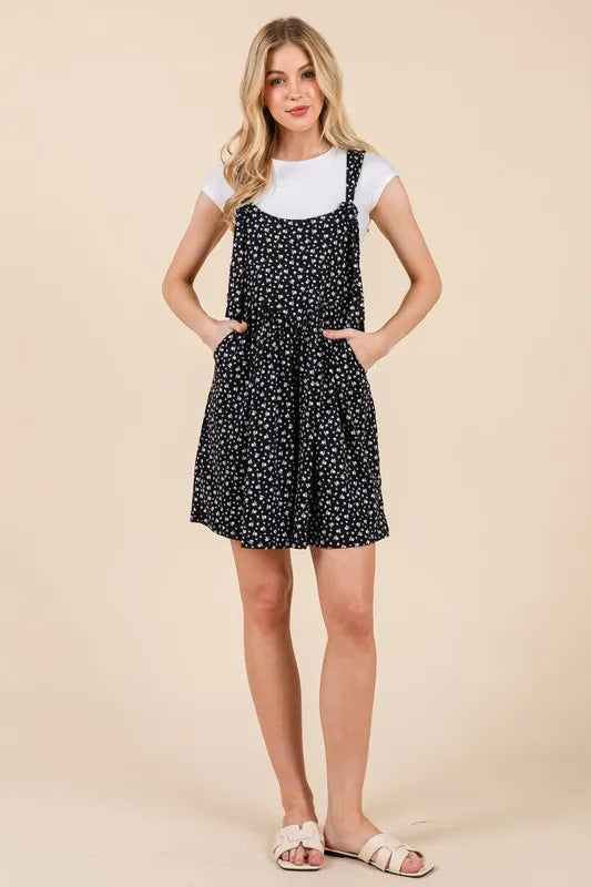 BOMBOM Floral Print Overalls with Pockets - LoveNest Treasures