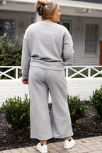 Double Take Full Size Textured Long Sleeve Top and Drawstring Pants Set - LoveNest Treasures