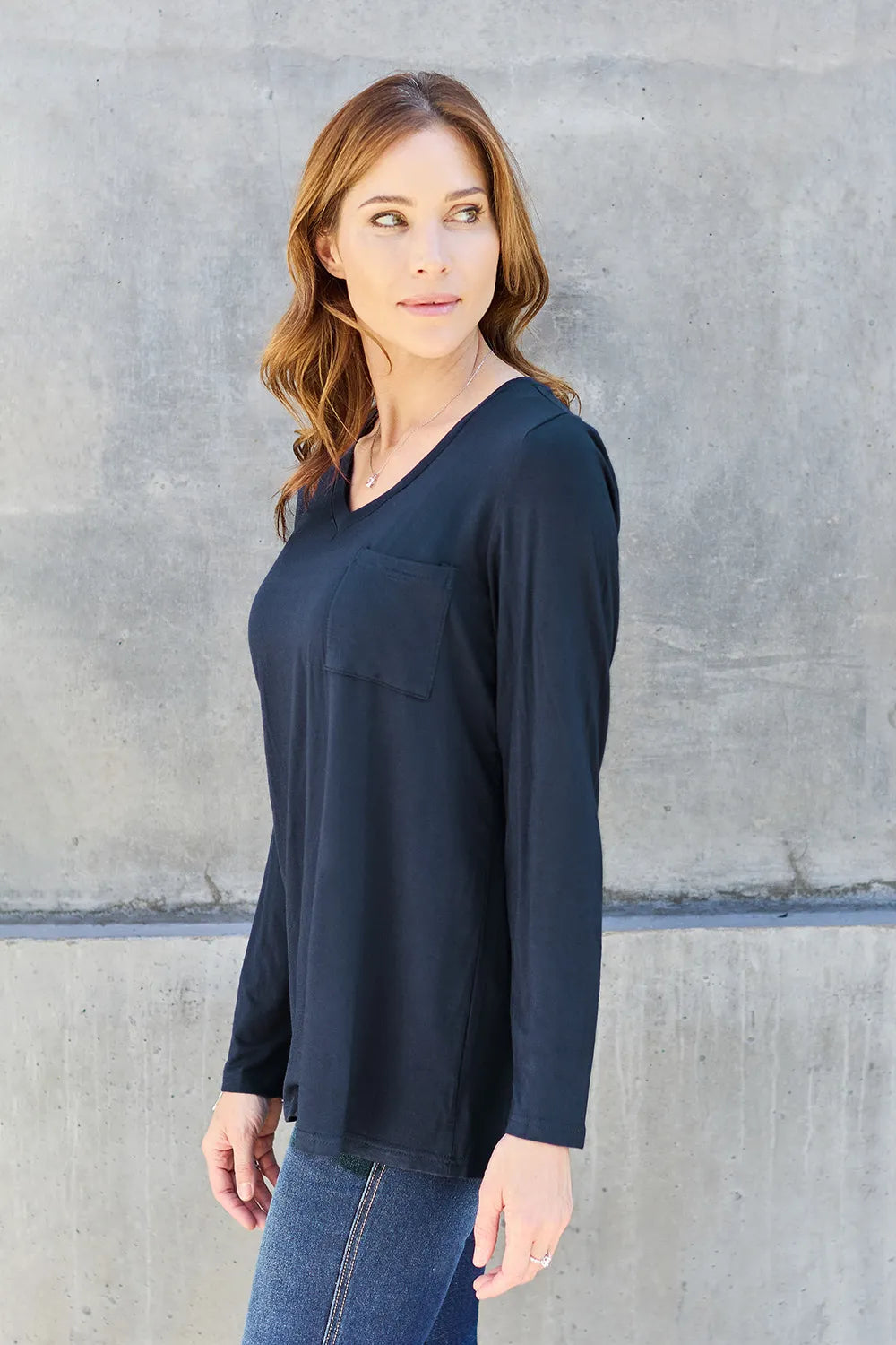 Basic Bae Full Size V-Neck Long Sleeve Top - LoveNest Treasures