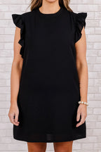 Plus Size Ruffled Round Neck Cap Sleeve Mini Dress - LoveNest Treasures