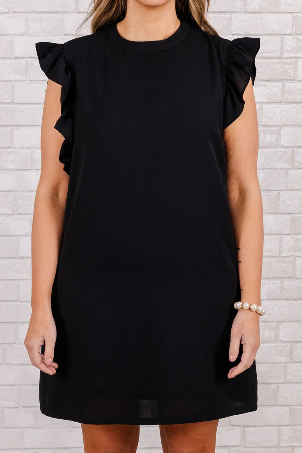 Plus Size Ruffled Round Neck Cap Sleeve Mini Dress - LoveNest Treasures