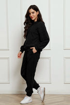 Corduroy Round Neck Sweatshirt and Sweatpants Set - LoveNest Treasures
