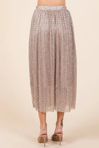 Mittoshop Metallic Glitter Speckle Print Elastic Midi Skirt - LoveNest Treasures