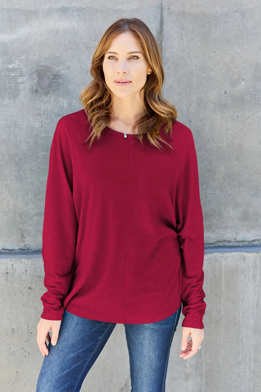 Double Take Full Size Round Neck Long Sleeve T-Shirt - LoveNest Treasures