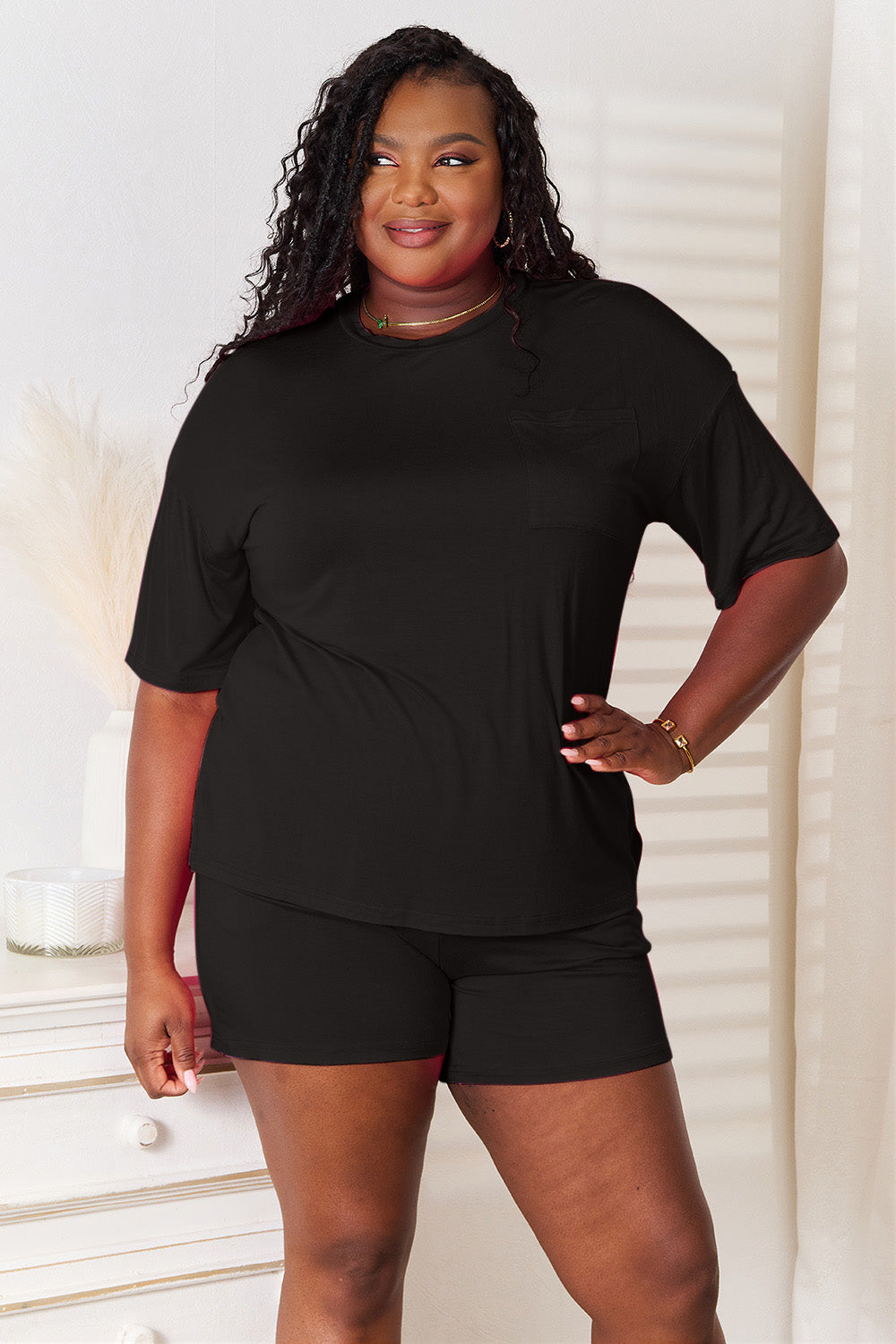 Basic Bae Full Size Soft Rayon Half Sleeve Top and Shorts Set - LoveNest Treasures