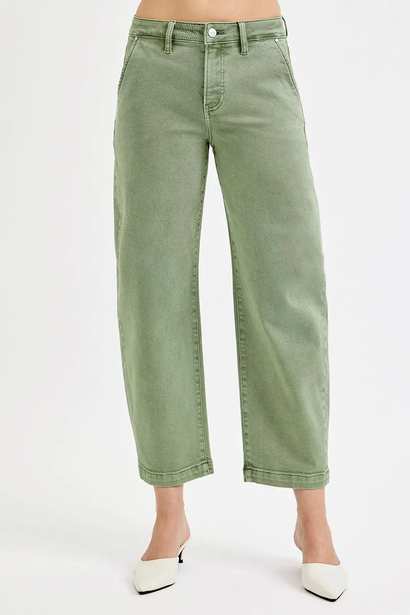 RISEN Full Size Tummy Control High Rise Crop Barrel Jeans Plus Size - LoveNest Treasures