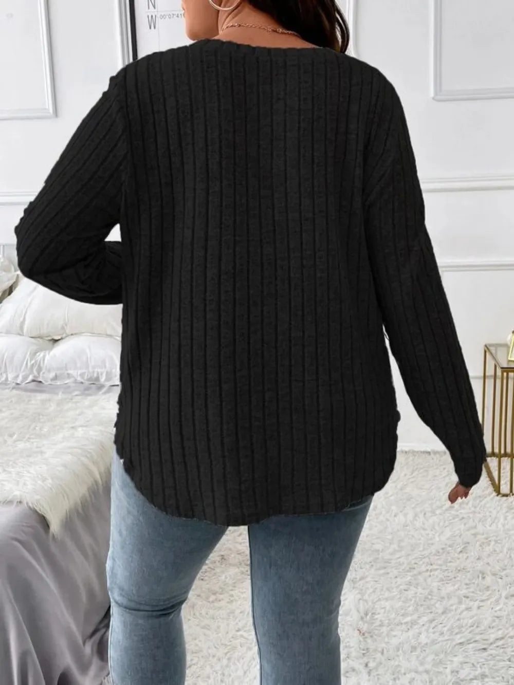 Plus Size V-Neck Long Sleeve T-Shirt - LoveNest Treasures
