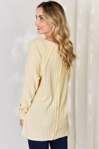 Basic Bae Full Size Ribbed Round Neck Slit T-Shirt - LoveNest Treasures