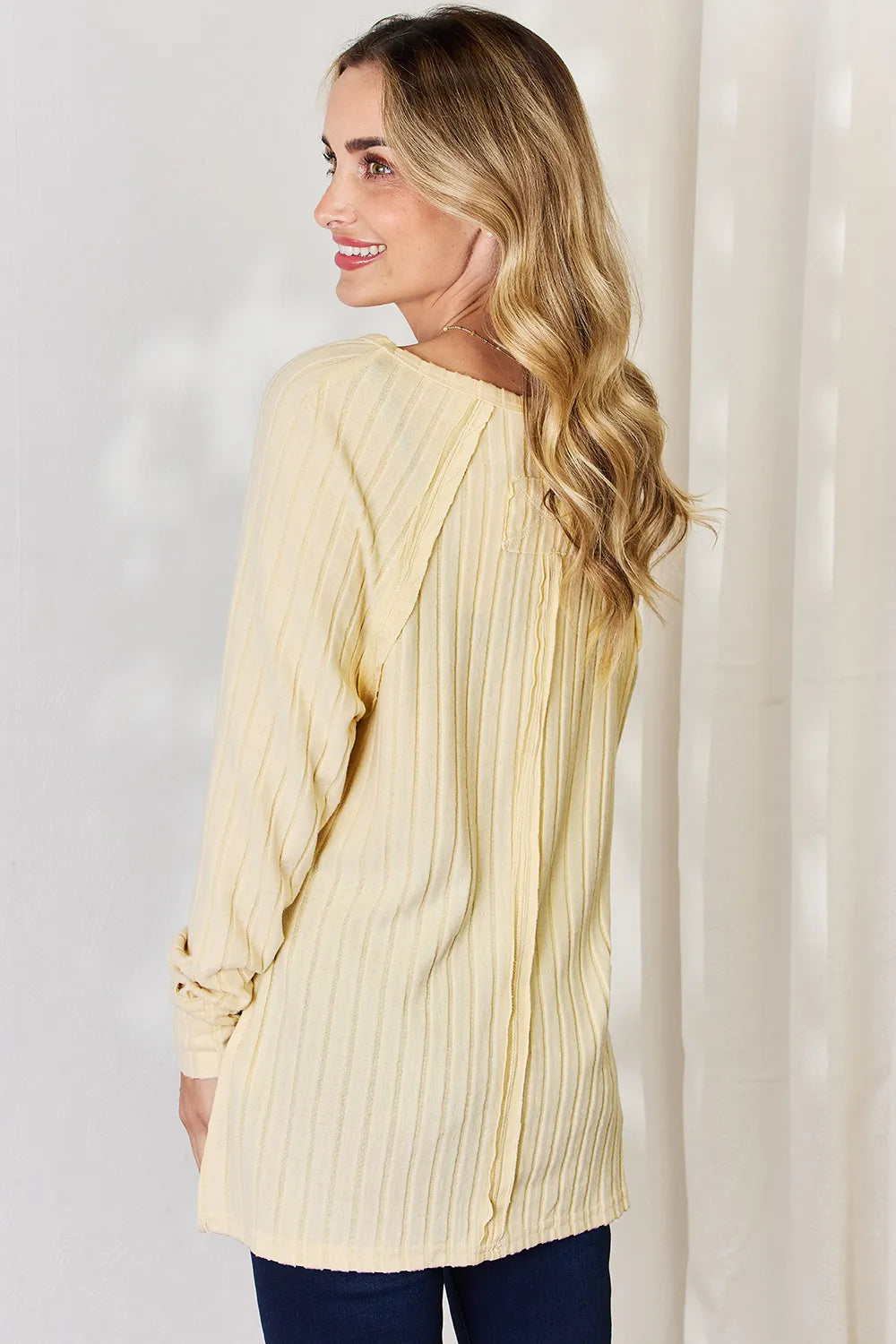 Basic Bae Full Size Ribbed Round Neck Slit T-Shirt - LoveNest Treasures