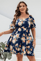 Plus Size Floral Print V-Neck Flutter Sleeve Mini Dress - LoveNest Treasures