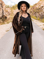 Plus Size Embroidery Open Front Long Sleeve Cardigan - LoveNest Treasures