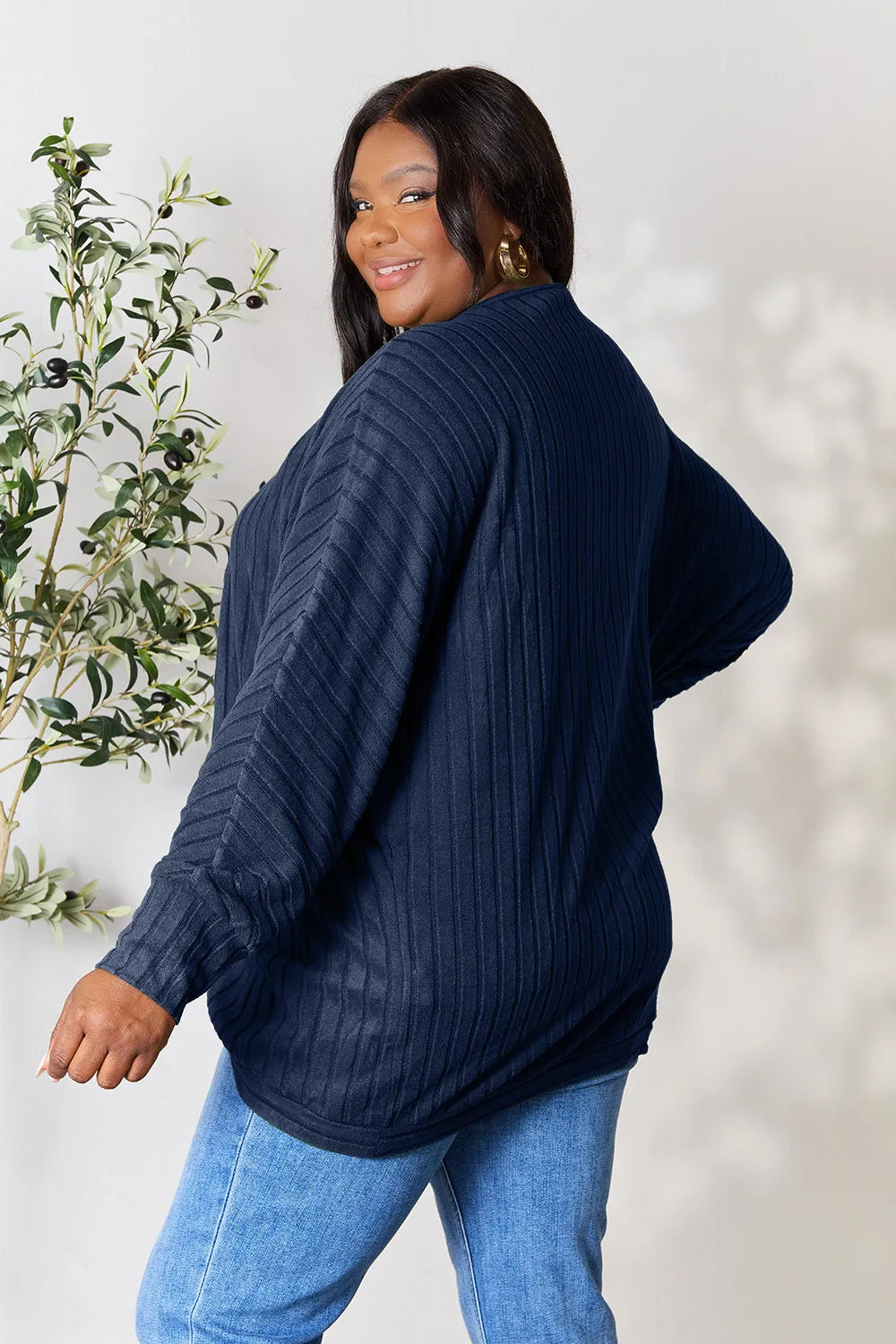 Basic Bae Full Size Ribbed Cocoon Cardigan - LoveNest Treasures