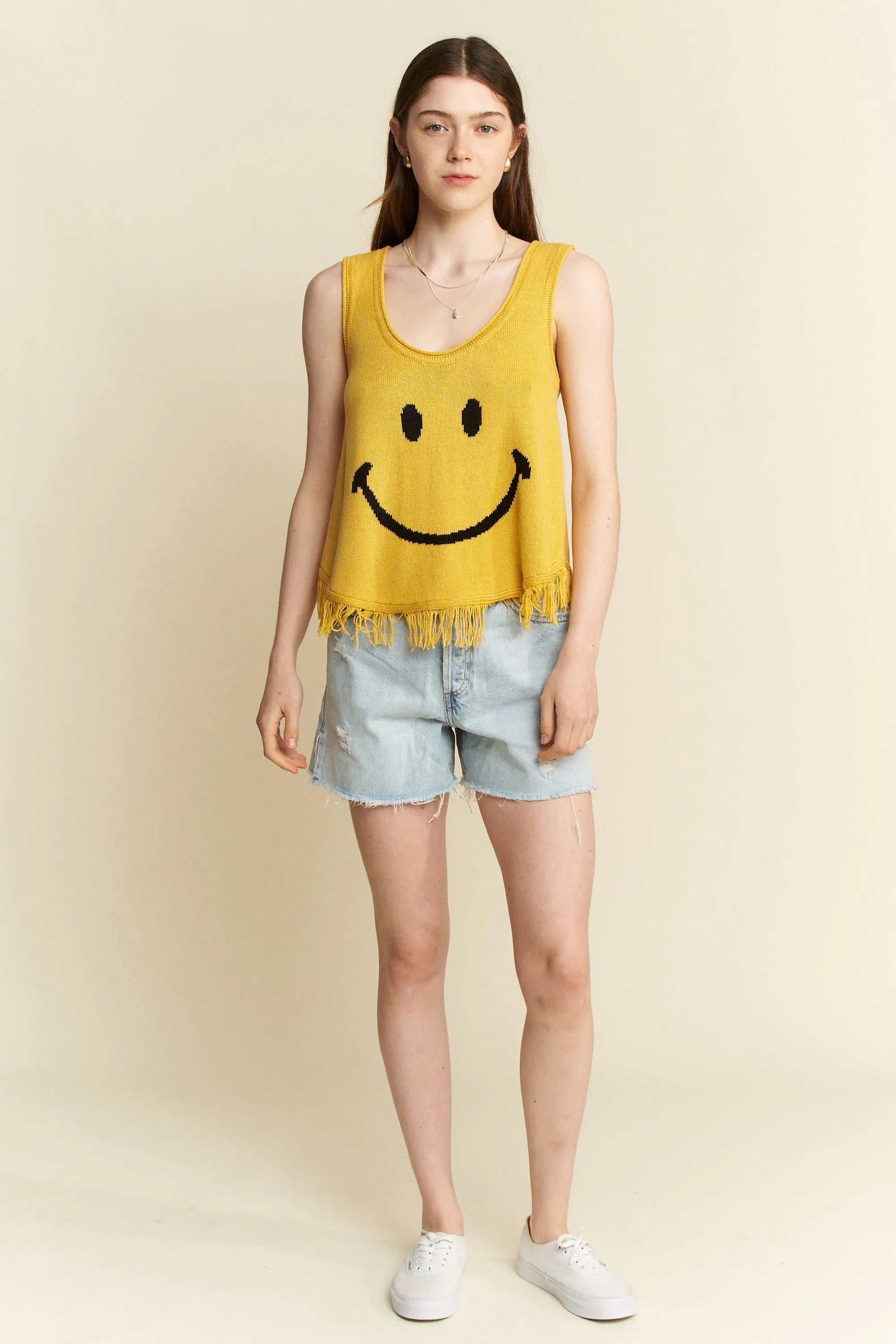 Jade By Jane Full Size Smiley Fringe Tank Top Plus Size - LoveNest Treasures