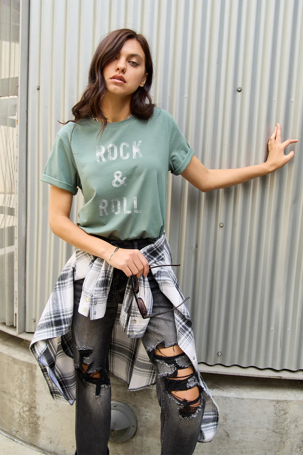 Simply Love Full Size ROCK & ROLL Short Sleeve T-Shirt - LoveNest Treasures