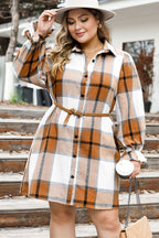 Plus Size Plaid Button Up Shirt Dress - LoveNest Treasures