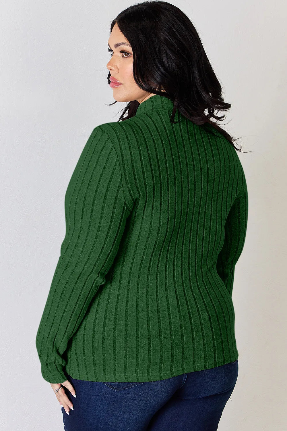 Basic Bae Full Size Ribbed Mock Neck Long Sleeve T-Shirt - LoveNest Treasures
