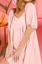 BiBi Washed Linen Tiered Midi Dress with Puff Sleeves - LoveNest Treasures