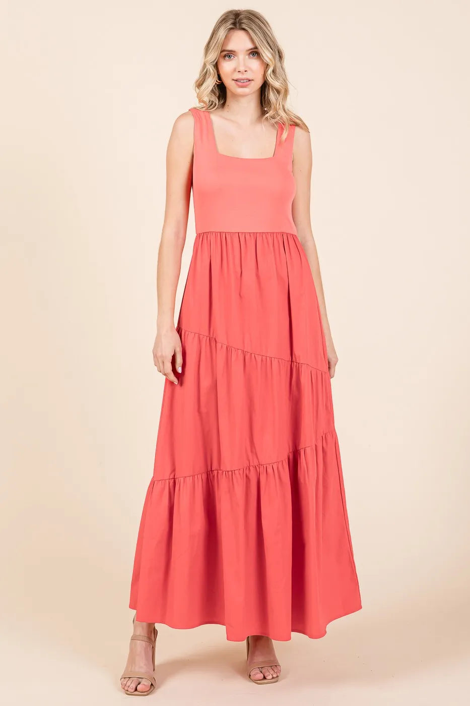 Mittoshop Mix Media Square Neck Maxi Dress - LoveNest Treasures