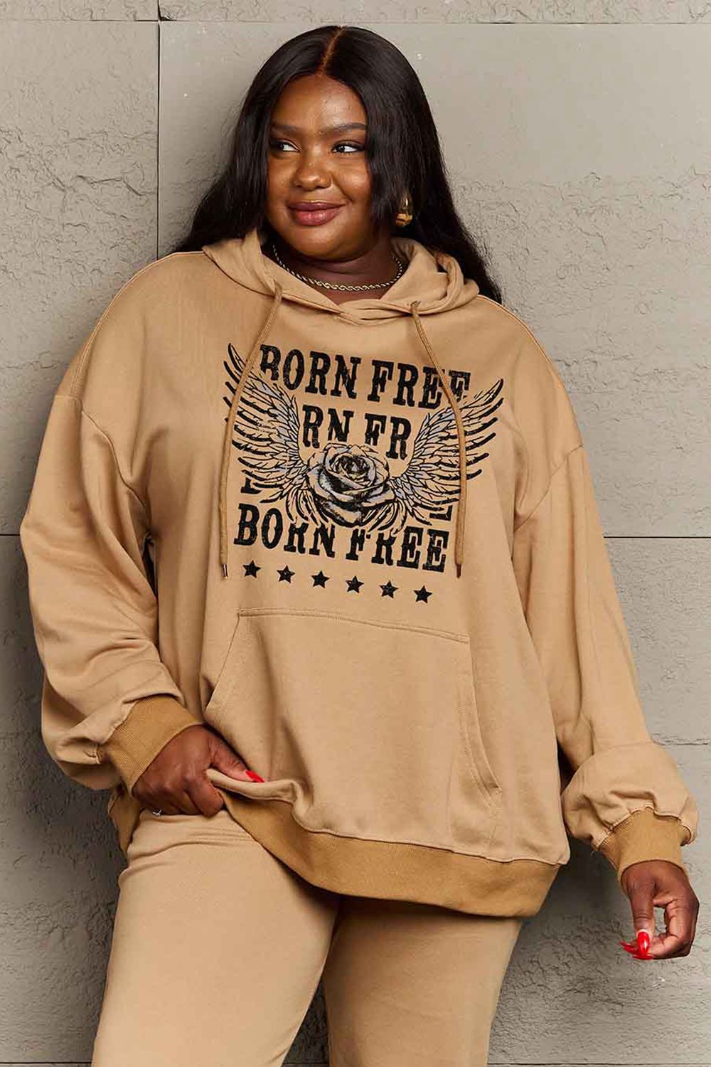Simply Love Simply Love Full Size BORN FREE Graphic Hoodie - LoveNest Treasures