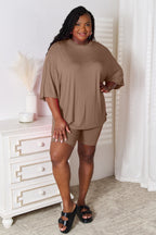Basic Bae Full Size Soft Rayon Three-Quarter Sleeve Top and Shorts Set - LoveNest Treasures