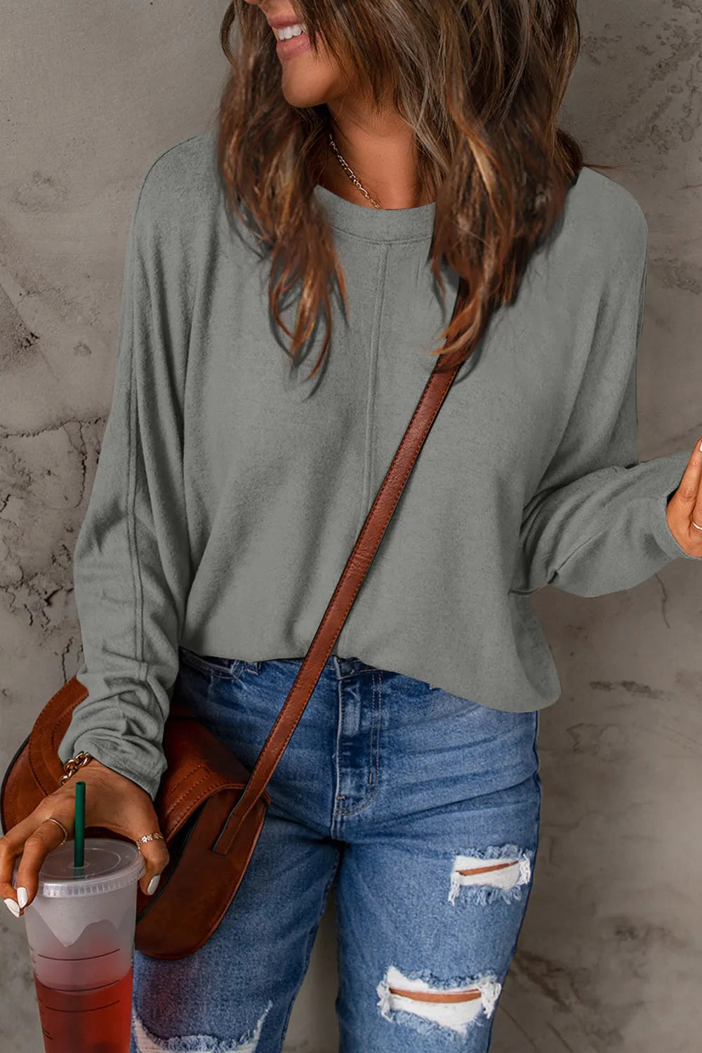 Double Take Full Size Round Neck Long Sleeve T-Shirt - LoveNest Treasures